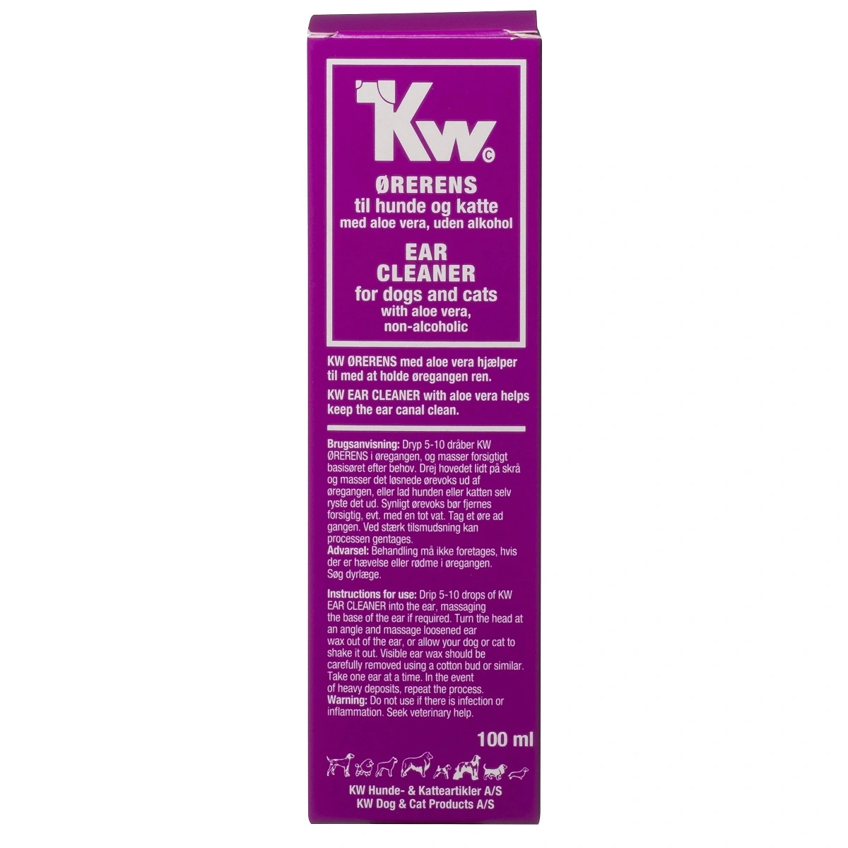 KW Ørerens til hunde og katte med Aloe Vera (klorhexadin) 100 ml
